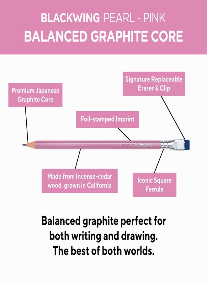 Blackwing Pearl Pencils - 12 Count, Pink Lacquer Finish, 2B Balanced Lead, Premium Wood, Japanese Graphite - Image 3